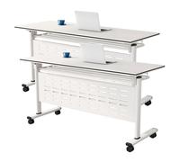 Folding Mobile Conference Table with Caster Wheels Rectangular Training Seminar Meeting Table for Schools and Companies Set of 2 (55.1"x19.6"x29.5")