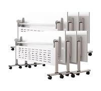 Folding Mobile Conference Table with Caster Wheels Rectangular Training Seminar Meeting Table for Schools and Companies Set of 2 (55.1"x19.6"x29.5")