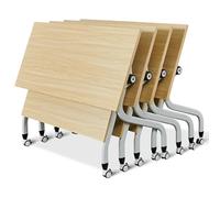 Folding Mobile Conference Table with Silent WheelsRectangular Flip Top Meeting Table for Office & StudySet of 4 (47.2"x23.6"x29.5")