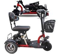 Folding Mobility Scooters for Adults Foldable Lightweight 3-Wheel Comfortable Seat Mobility Scooter Scooter for Seniors with Charger and Basket Ideal for Elderly Disabled,B
