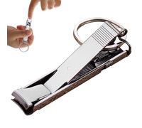 Folding Nail Cutter - 3Cr13 Stainless Steel 12x60mm Nail Clipper with Naīl File Key Ring Portable Manicure Tool for Acrylic Nails Travel Use High Hardness
