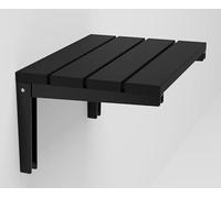 Folding Natural Teak Wood Shower Seat - Wall Mounted Foldable Bench for Seniors, Disabled, Pregnant - Handmade Fold Down Stool (Black)