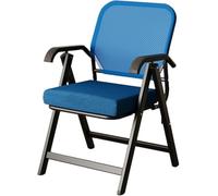 Folding Office Chair - Ergonomic Mesh Back Reception & Meeting Chair (Color: Blue) - Comfortable Adjustable Space-Saving Design for Home & Office Use