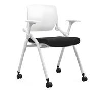 Folding Office Chair with Wheels, Ergonomic Lumbar Support, Stackable for Training and Conference Use
