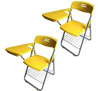 Folding Office Chairs with Writing Tablet - Set of 2 Steel Frame Chairs for Training, Conferences, Business Meetings & Learning Environments