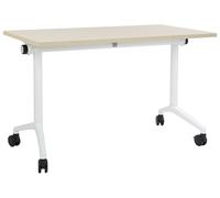 Foldable Office Desk CAVI Light Brown 120 cm 60 cm with Wheels