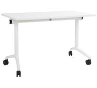 Beliani Foldable Office Desk Cavi 120 Cm 60 Cm With Wheels White