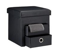 Folding ottoman Foldable Footstool Faux Leather Pouffe Compact Storage Box
