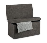 Folding ottoman Storage Bench Linen Footstool Stylish Pouffe 77 L 300 kg