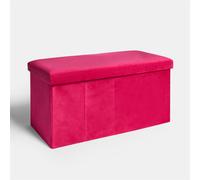 Folding Ottoman Storage Box Footstool Tub Space Saving Velvet Seat OHS Pink One Size