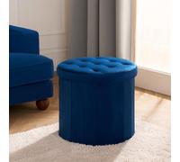 Folding Ottoman Storage Box Footstool Tub Space Saving Velvet Seat OHS Teal One Size