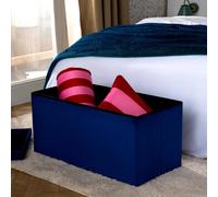 Folding Ottoman Storage Box Footstool Tub Space Saving Velvet Seat OHS Teal One Size