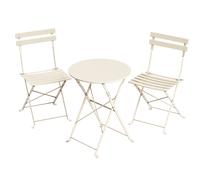 Folding Outdoor Bistro Set with Table and 2 Chairs for Balcony and Garden, Cappuccino Beige