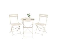 Folding Outdoor Bistro Set with Table and 2 Chairs for Balcony and Garden, Cappuccino Beige