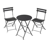 Folding Outdoor Bistro Set with Table and 2 Chairs for Balcony and Garden, Ink Black