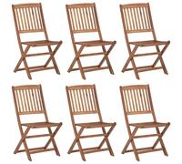 vidaXL 6x Solid Acacia Wood Folding Outdoor Chairs - Weather-Resistant Garden Dining Seating (3074938)