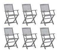 vidaXL 6x Solid Acacia Wood Folding Garden Chairs Wooden Outdoor Dining Seat