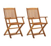 vidaXL Folding Outdoor Chairs 2 pcs Solid Acacia Wood Durable