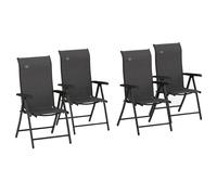 Folding Outdoor Chair Set 4 Grey PE Rattan Steel 71x58x111cm Adjustable Foldable