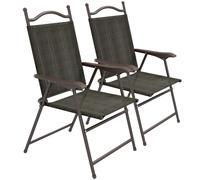 Folding Outdoor Chair Set Dark Brown Mesh Steel PowdCoat 56x62x97cm 2pcs Tall Hi