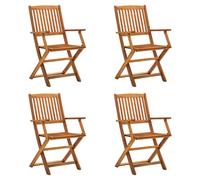 Folding Outdoor Chairs 4pc Solid Acacia Wood Brown 54x57x91cm Patio Set Compact