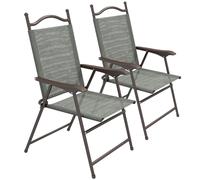 Folding Outdoor Chairs Set Dark Grey Steel Mesh 56x62x97cm Tall Back With Arms 2