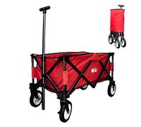 Folding Outdoor Garden Trolley with Cover | Multipurpose Collapsible Beach Trolley - Red | 80Kg Foldable Camping Trolley with Adjustable Handle for Outdoor Shopping
