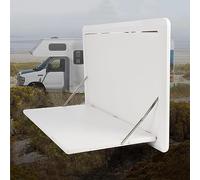 Folding Outdoor Table for Camper, Wall-Mounted Drop Leaf Table, 80cm x 45cm, 25kg Capacity, Perfect for RVs, Trailers, White Lights Ideal for Camping