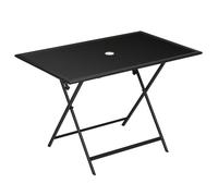 Folding Outdoor Table rectangular 110x70x70cm black tempered glass metal frame.