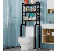 Folding Over-toilet Shelf, Reinforced Pillar Over-toilet Shelf, Adjustable Shelf Height, for Home Bathrooms/Compact Bathrooms(Black)