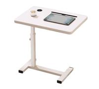 Folding Overbed Bedside Table with Wheels, Foldable Mobile Standing Desk, 90 Tiltable Rolling Standing Desk, Sofa Side Table Folds for Easy Storage, Hospital Home(White)