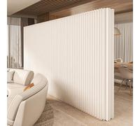 Folding Paper Room Divider, Portable Privacy Screen Partition Wall, Freestanding, Strong Stability, Varied Shapes and Length, Just Pull and Use for Home/Office/Shop/Exhibition (White, H2.4m*L5m)