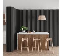 Folding Paper Room Divider, Portable Privacy Screen Partition Wall, Freestanding, Strong Stability, Varied Shapes and Length, Just Pull and Use for Home/Office/Shop/Exhibition (Black, H1.8m*L4m)