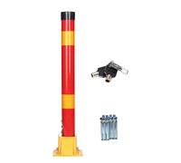 Folding Parking Barrier for Driveway, 19.7x5.1 in Garage Car Stopper Post, Safety Bollard Floor Lock, Parking Space Blocker Security Barrier(Red Yellow)