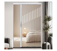 Folding Partition Door with Frame Wall Sliding, 30x80 36x80 42x80 48x80 70x80 Transparent Accordion Door Interior, Bedroom/Closet/Laundry Room Dividers(White,W x h 40x80in)