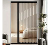 Folding Partition Door with Frame Wall Sliding, 30x80 36x80 42x80 48x80 70x80 Transparent Accordion Door Interior, Bedroom/Closet/Laundry Room Dividers(Black,W x h 40x80in)