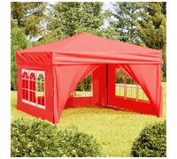 Folding Party Tent 3 x 3 m Red 210D Oxford Roof, Sidewalls, Water & UV Resistant