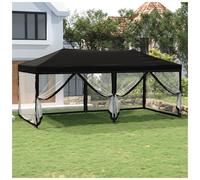 Folding party tent 3x6m Black 210D Oxford Steel Frame Removable Sidewalls Quick