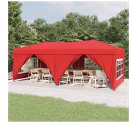 Folding Party Tent 3x6m Red 210D Oxford Fabric with Sidewalls UV Water-Resistant