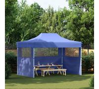 vidaXL Professional Folding Party Tent with 3 Sidewalls 3x4m Blue Steel Gazebo