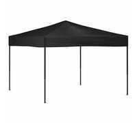 vidaXL Folding Party Tent 3x3 m - 210D Oxford Silver-Coated Canopy, Steel Frame, UV - Black