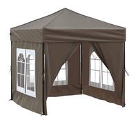 Gazebo 3x3m Taupe 210D Oxford Silver-Coated Foldable Canopy with Sidewalls.