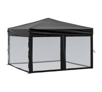 Folding Party Tent Anthracite 3x3m 210D Oxford Canopy Steel Frame & Sidewalls