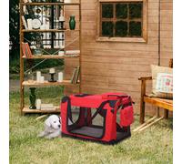 Folding Pet Carrier Bag Soft Portable Cat Travel Cage 60x42x42 cm - Red