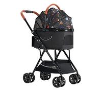 Folding Pet Cat Dog Stroller Carriage with Detachable Carrier, 4 Wheel Dogs Strollers for Medium Small Dogs Trolley Premium Pram Pushchair Breathable Car Seat, Loading 20kg