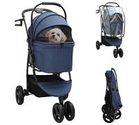 vidaXL Folding Pet Stroller Adjustable Blue 78 x 54 x 101 cm Polyester