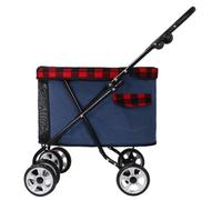 Folding Pet Stroller for Dogs & Cats, Lightweight 4-Wheel Cart with Top Mesh Door, Shock Absorber Swivel Front Wheel, Rear Foot Brake, Adjustable Armrest, Travel-Friendly Pram