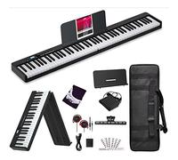 Folding Piano Electric Piano Keyboard with Stand Full Size Upgrade Wood Grain Touch Sensitive 88 Keys Digital Piano with Bluetooth MIDI Portable Piano Keyboard for Beginner (black)