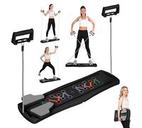 Folding Pilates Board for Home Workout, Multifunctional Abdominal Core Trainer with Non-Slip Grip, Portable Exercise Equipment for Plank Crunch, Supports 300 lbs Black