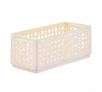 Folding Plastic Storage Basket for Snack Storage Office Supplies Organization and Home Clutter Management Space Saving Stackable Unit (Large milk white)